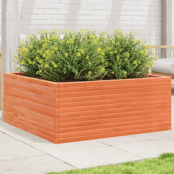 vidaXL plantekasse 110x110x46 cm massivt fyrretræ gyldenbrun