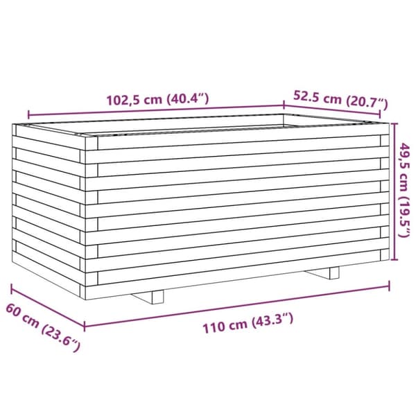 vidaXL Plantekasse voksbrun 110x60x49,5 cm heltre furu