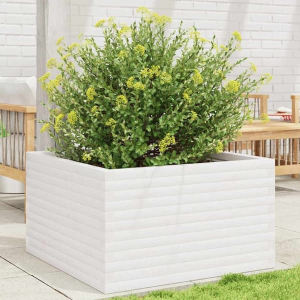 vidaXL Plantekasse hvit 80x80x46 cm heltre furu