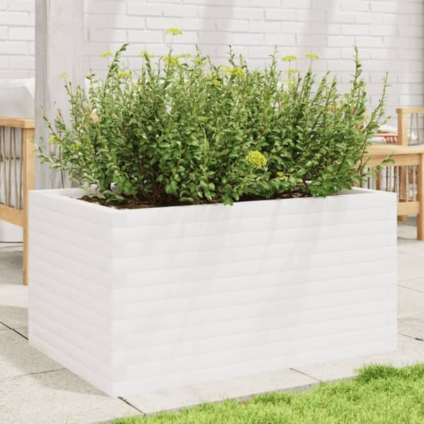 vidaXL Odlingslåda vit 90x60x45,5 cm massiv furu