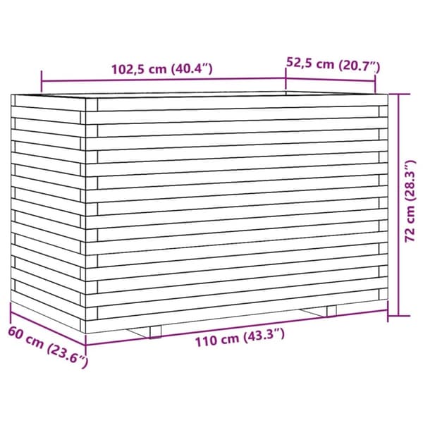 vidaXL plantekasse 110x60x72 cm massivt fyrretræ