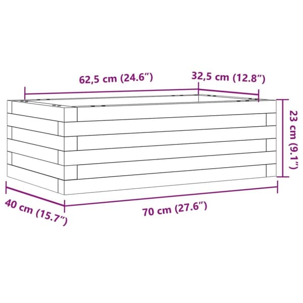 vidaXL Plantekasse 70x40x23 cm heltre furu