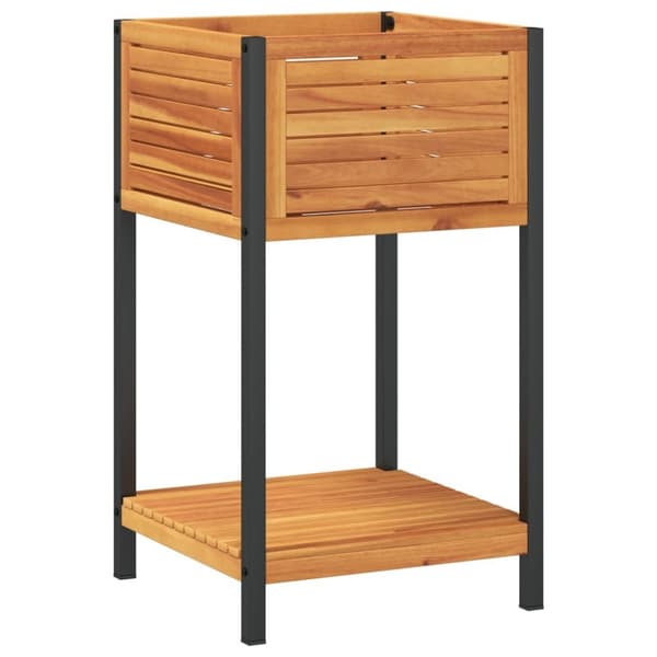 vidaXL Odlingslåda med hylla 45x45x80 cm massiv akacia och stål