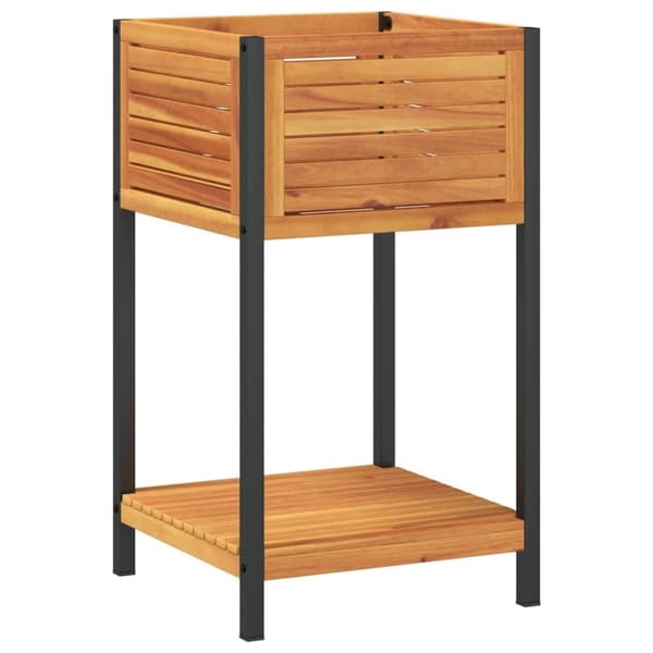 vidaXL Odlingslåda med hylla 45x45x80 cm massiv akacia och stål