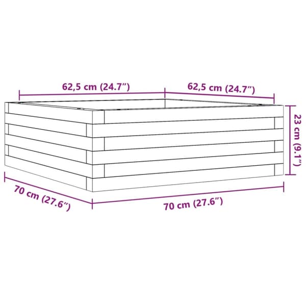 vidaXL Plantekasse 70x70x23 cm impregnert furu