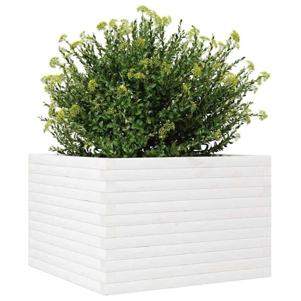 vidaXL Plantekasse hvit 70x70x46 cm heltre furu