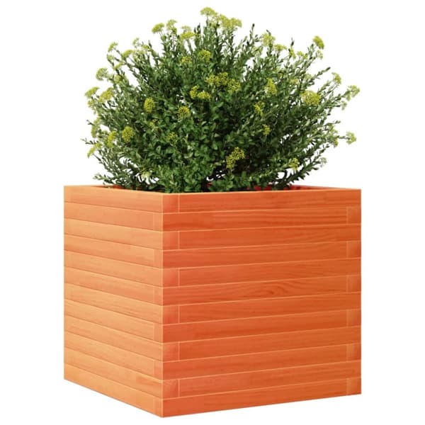 vidaXL Kukkalaatikko vahanruskea 50x50x45,5 cm täysi mänty