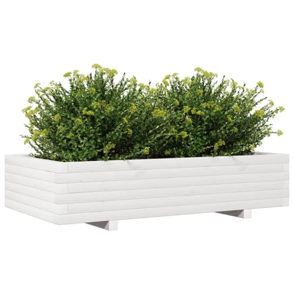 vidaXL plantekasse 110x60x26,5 cm massivt fyrretræ hvid