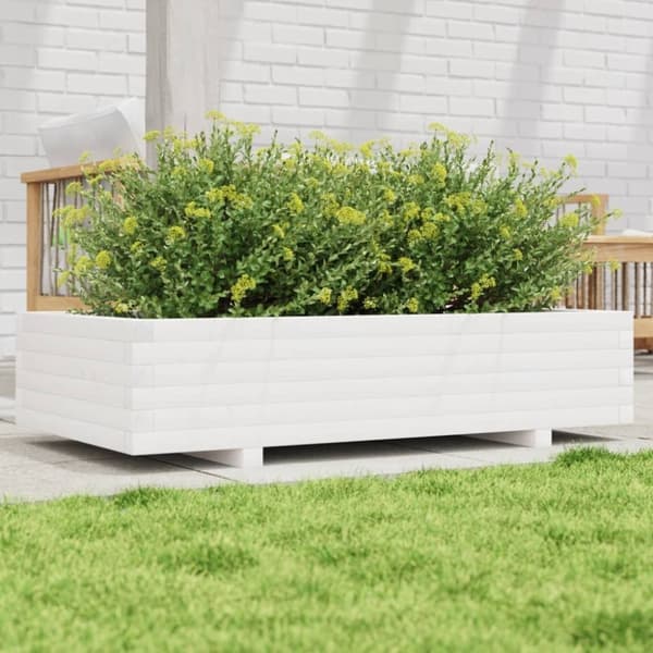 vidaXL plantekasse 110x60x26,5 cm massivt fyrretræ hvid