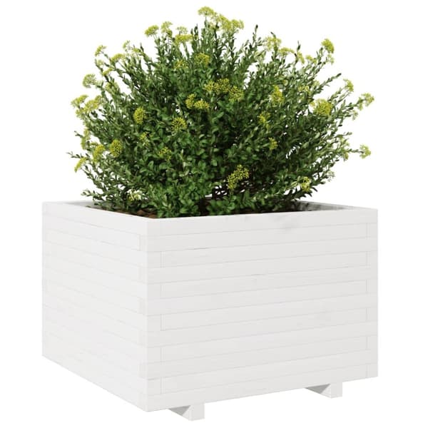 vidaXL Plantekasse hvit 70x70x49,5 cm heltre furu
