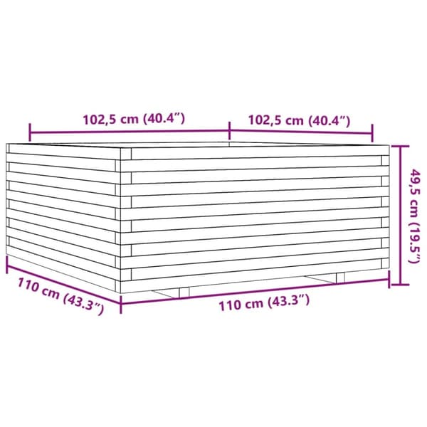 vidaXL Plantekasse voksbrun 110x110x49,5 cm heltre furu