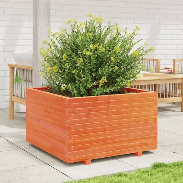 vidaXL plantekasse 80x80x49,5 cm massivt fyrretræ gyldenbrun