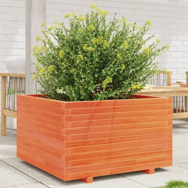 vidaXL plantekasse 80x80x49,5 cm massivt fyrretræ gyldenbrun