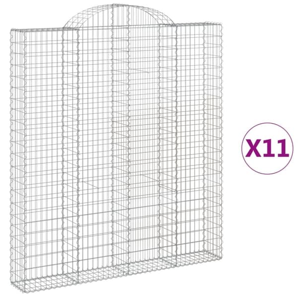 vidaXL Gabioner bågformade 11 st 200x30x220/240 cm galvaniserat järn