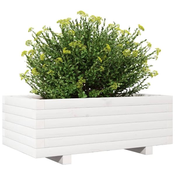 vidaXL Kukkalaatikko valkoinen 70x40x26,5 cm täysi mänty
