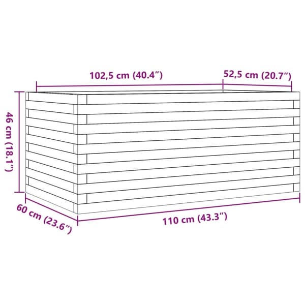 vidaXL Plantekasse voksbrun 110x60x46 cm heltre furu
