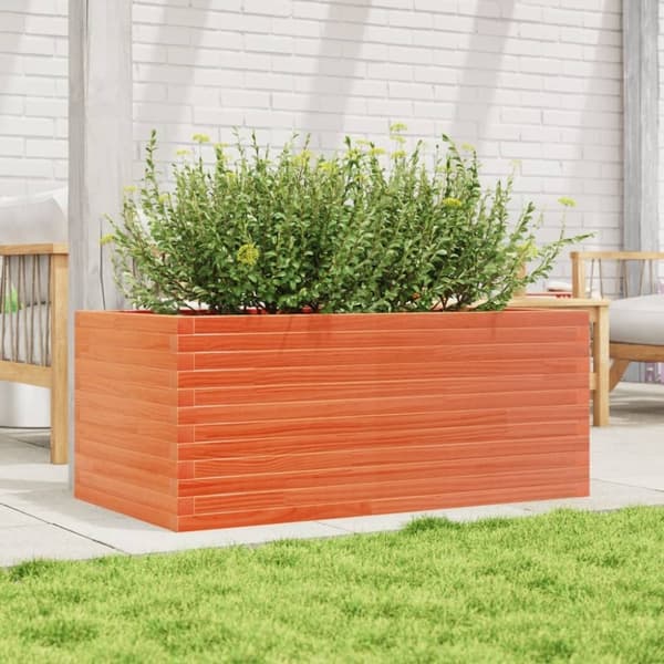 vidaXL Plantekasse voksbrun 110x60x46 cm heltre furu