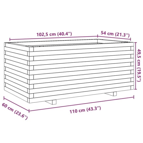 vidaXL Plantekasse hvit 110x60x49,5 cm heltre furu