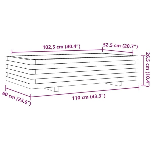 vidaXL Plantekasse 110x60x26,5 cm heltre furu