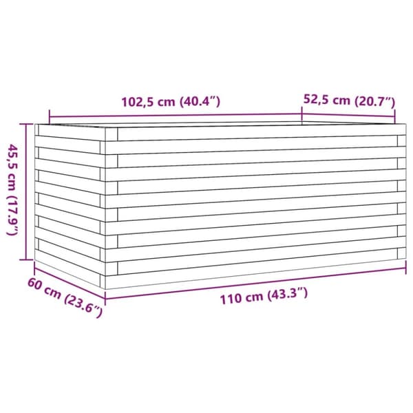 vidaXL Plantekasse hvit 110x60x45,5 cm heltre furu