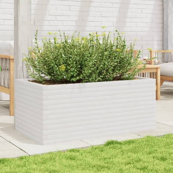 vidaXL Plantekasse hvit 110x60x45,5 cm heltre furu