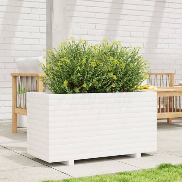 vidaXL Plantekasse hvit 90x40x49,5 cm heltre furu