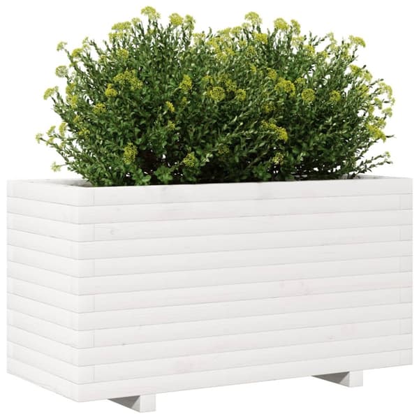 vidaXL Plantekasse hvit 90x40x49,5 cm heltre furu