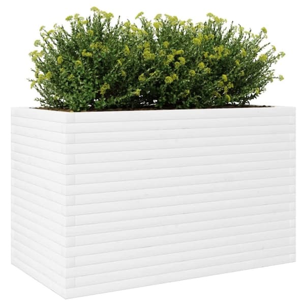vidaXL Odlingslåda vit 110x60x68,5 cm massiv furu