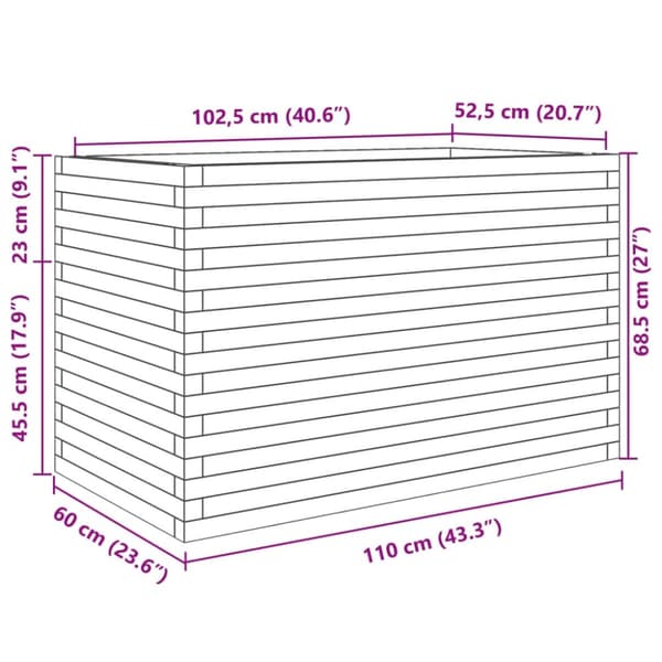 vidaXL Odlingslåda vit 110x60x68,5 cm massiv furu