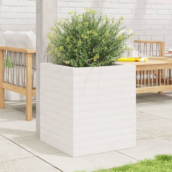 vidaXL plantekasse 40x40x46 cm massivt fyrretræ hvid