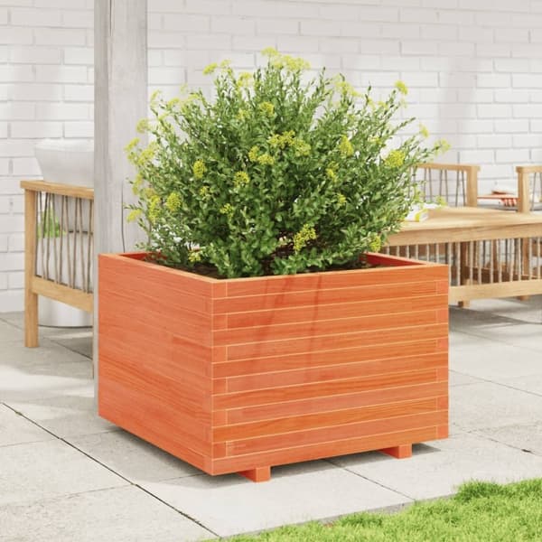 vidaXL plantekasse 70x70x49,5 cm massivt fyrretræ gyldenbrun