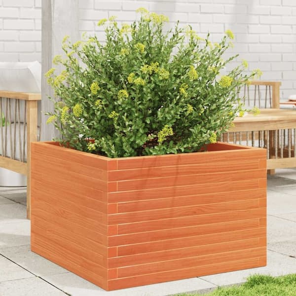 vidaXL plantekasse 70x70x46 cm massivt fyrretræ gyldenbrun
