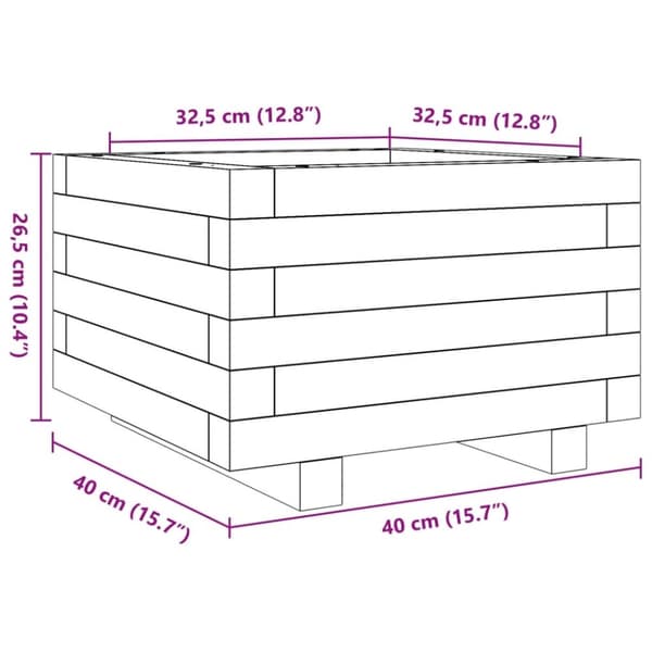 vidaXL plantekasse 40x40x26,5 cm massivt fyrretræ gyldenbrun