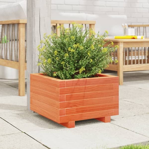 vidaXL plantekasse 40x40x26,5 cm massivt fyrretræ gyldenbrun