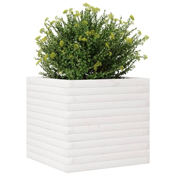 vidaXL Plantekasse hvit 50x50x45,5 cm heltre furu