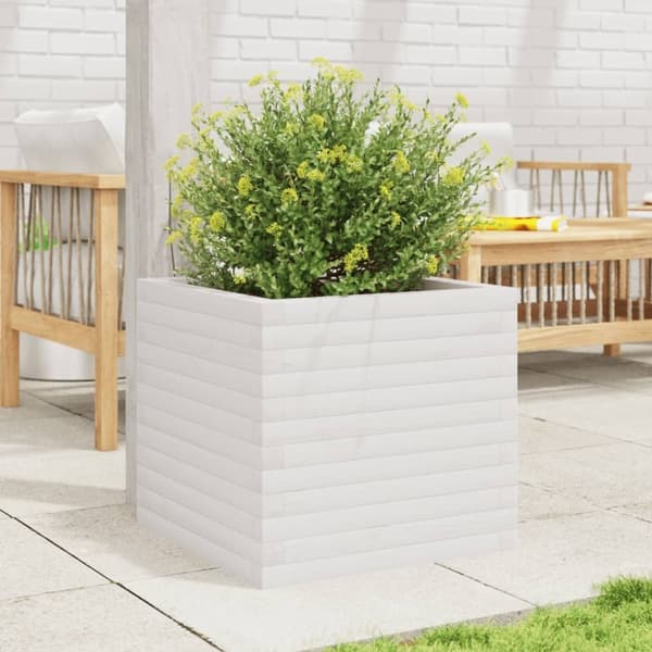 vidaXL Plantekasse hvit 50x50x45,5 cm heltre furu