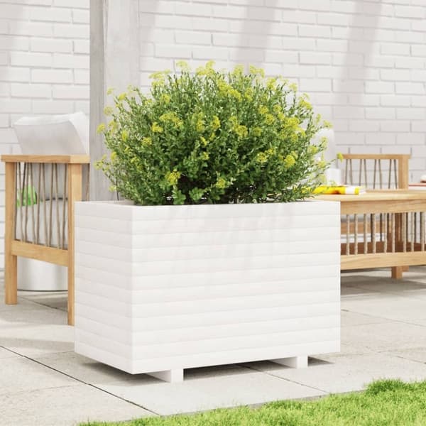 vidaXL plantekasse 70x40x49,5 cm massivt fyrretræ hvid