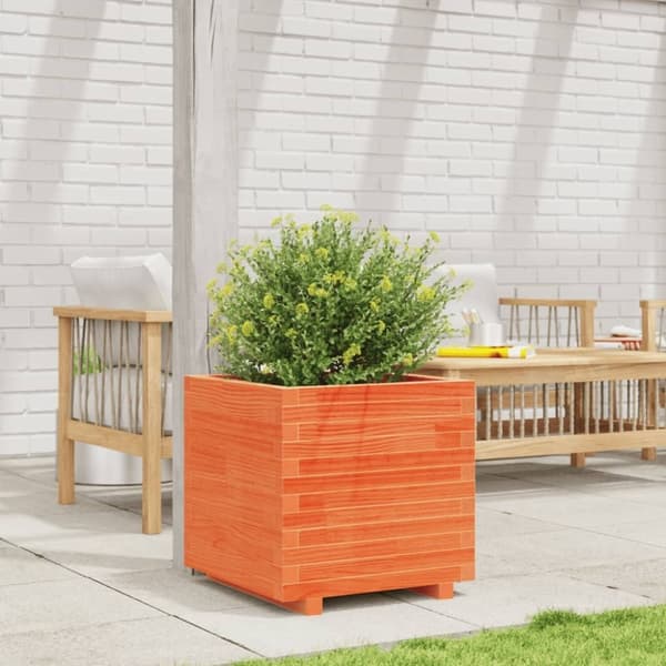 vidaXL plantekasse 50x50x49,5 cm massivt fyrretræ gyldenbrun