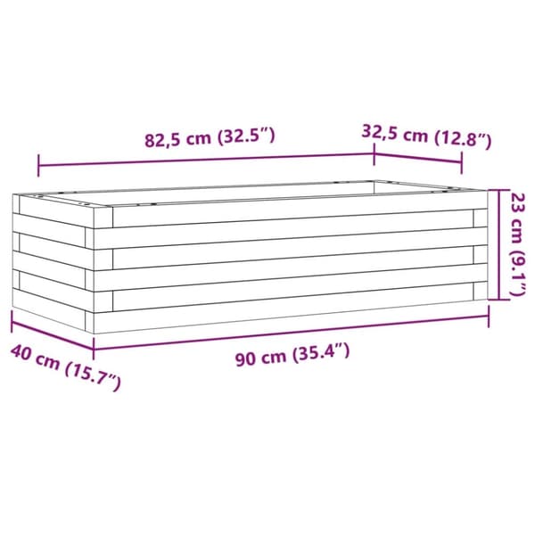 vidaXL plantekasse 90x40x23 cm massivt fyrretræ gyldenbrun