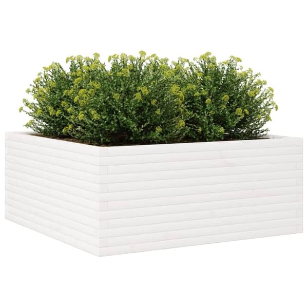 vidaXL Plantekasse hvit 110x110x46 cm heltre furu