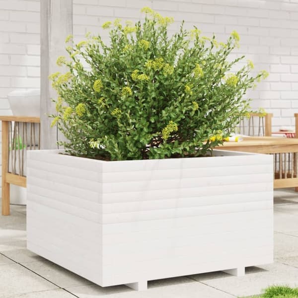 vidaXL plantekasse 80x80x49,5 cm massivt fyrretræ hvid