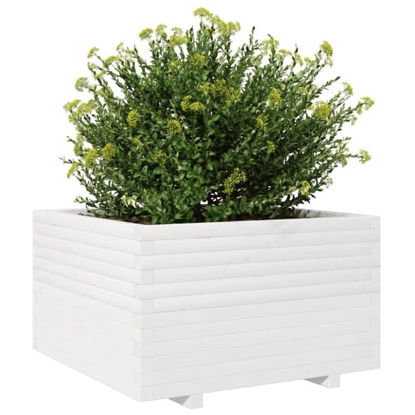vidaXL plantekasse 80x80x49,5 cm massivt fyrretræ hvid