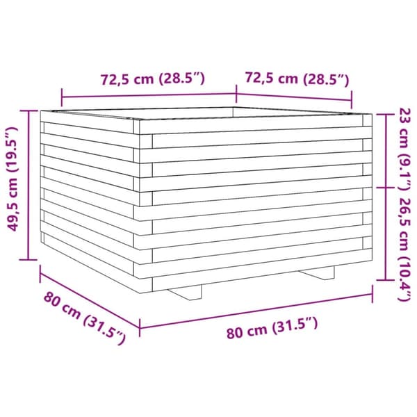 vidaXL plantekasse 80x80x49,5 cm massivt fyrretræ hvid