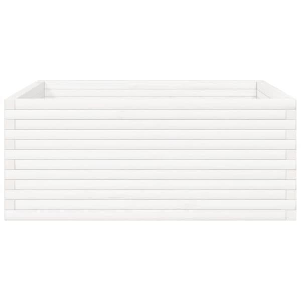 vidaXL plantekasse 110x110x46 cm massivt fyrretræ hvid