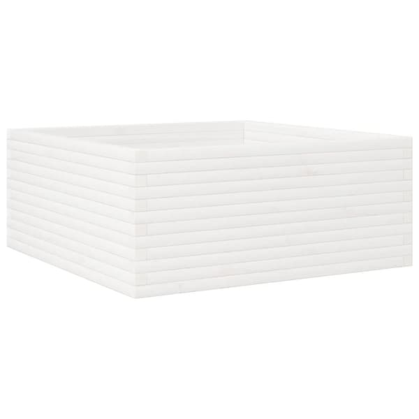 vidaXL plantekasse 110x110x46 cm massivt fyrretræ hvid