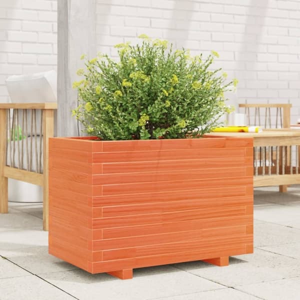 vidaXL plantekasse 70x40x49,5 cm massivt fyrretræ gyldenbrun