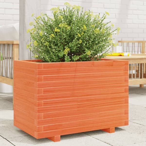 vidaXL plantekasse 70x40x49,5 cm massivt fyrretræ gyldenbrun