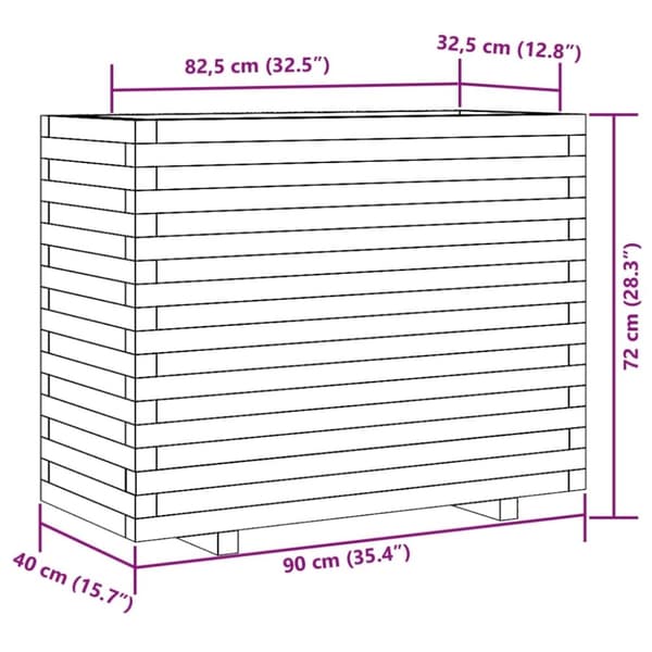 vidaXL Plantekasse voksbrun 90x40x72 cm heltre furu