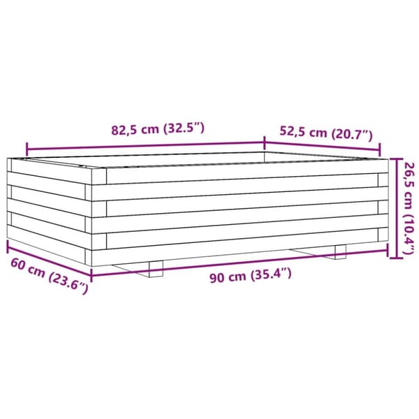 vidaXL Odlingslåda 90x60x26,5 cm massivt furuträ