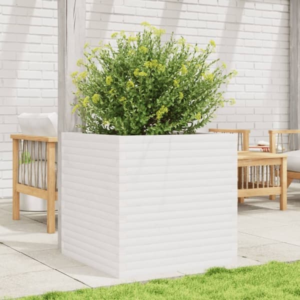 vidaXL Plantekasse hvit 70x70x68,5 cm heltre furu